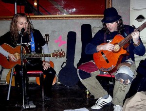 Fest organizer Lance Regan-Diehl and Jim get'n down to business.